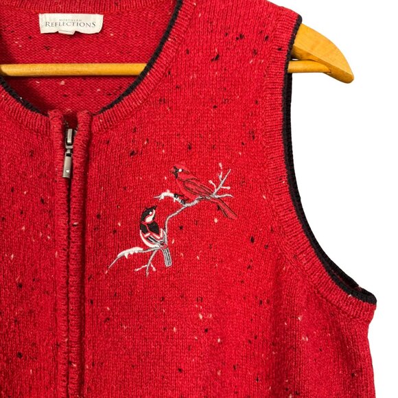 Vintage Embroidered Cardinal, Sweatervest, Cabincore Aesthetic, Wildlife Knit - Picture 3 of 7
